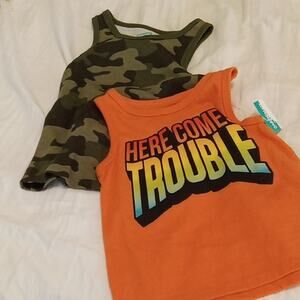 NWT Garanimals Boys Size 18 Months Orange and Camouflage Kids Tank Tops